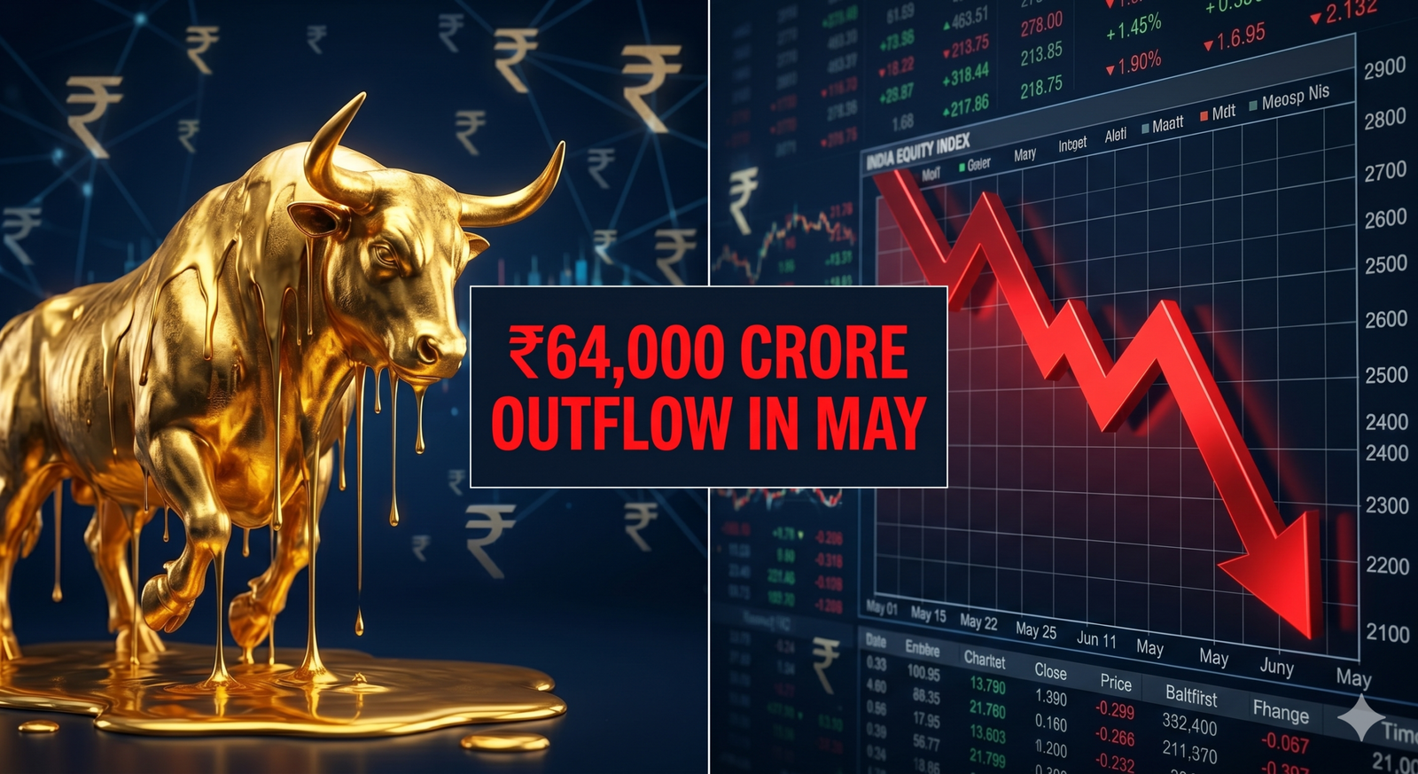 Mutual Funds had a ₹64,000 Cr outflow, accelerated by redemptions in debt funds & slower growth in equity funds.